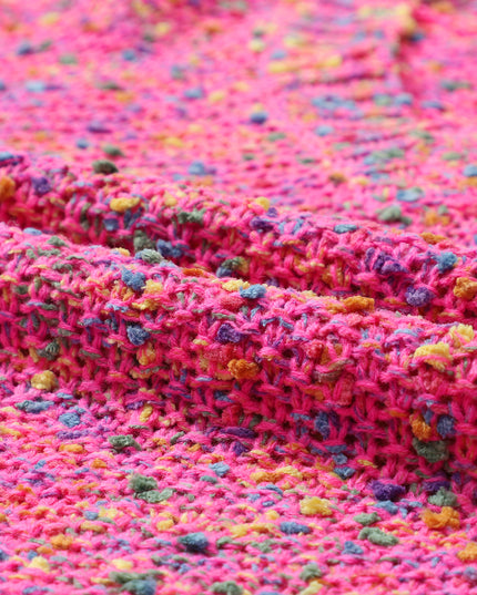 Hot Pink Mixed Color Chunky Knit Sweater