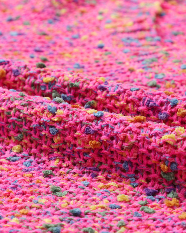 Hot Pink Mixed Color Chunky Knit Sweater