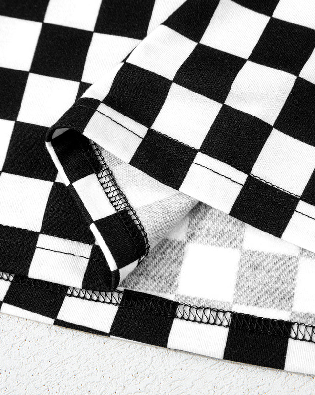 Beige Checkered Print Long Sleeve Loose Fit Pajama Set