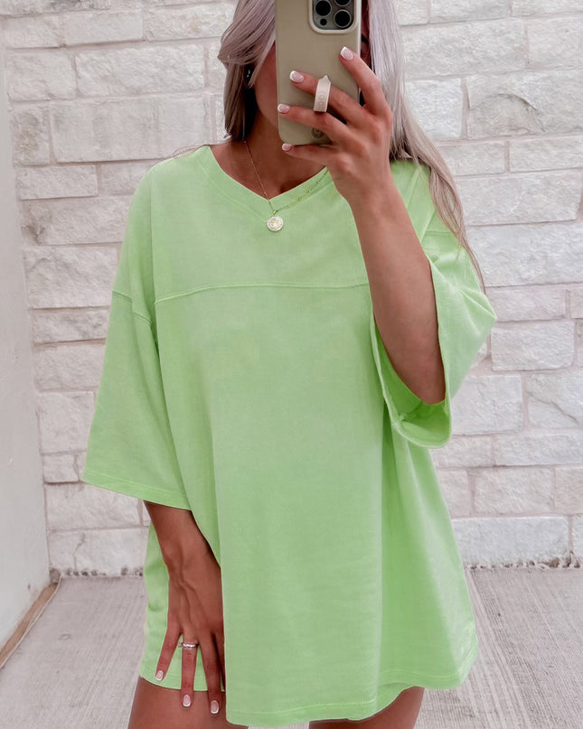 Bonbon Loose V Neck Tee and Drawstring Shorts Set