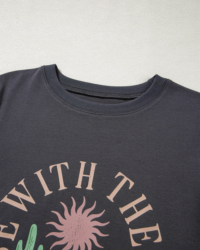 Dark Grey RISE WITH THE SUN Graphic Tee