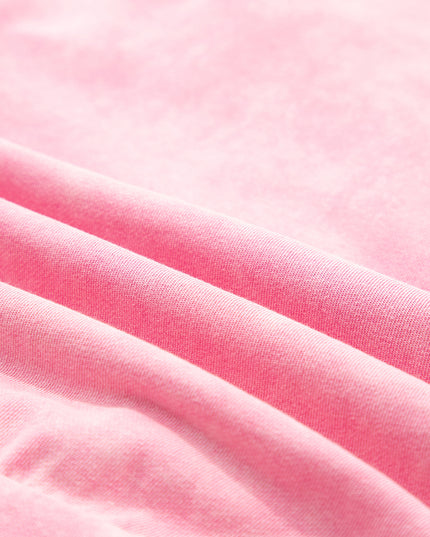 Bright Pink Mineral Wash Waffle Bow Patched Pullover Sweatshirt