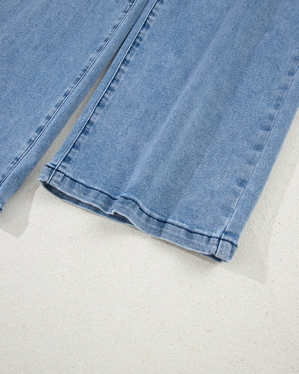 Beau Blue Vintage Washed Knot Belt Wide Leg Jeans