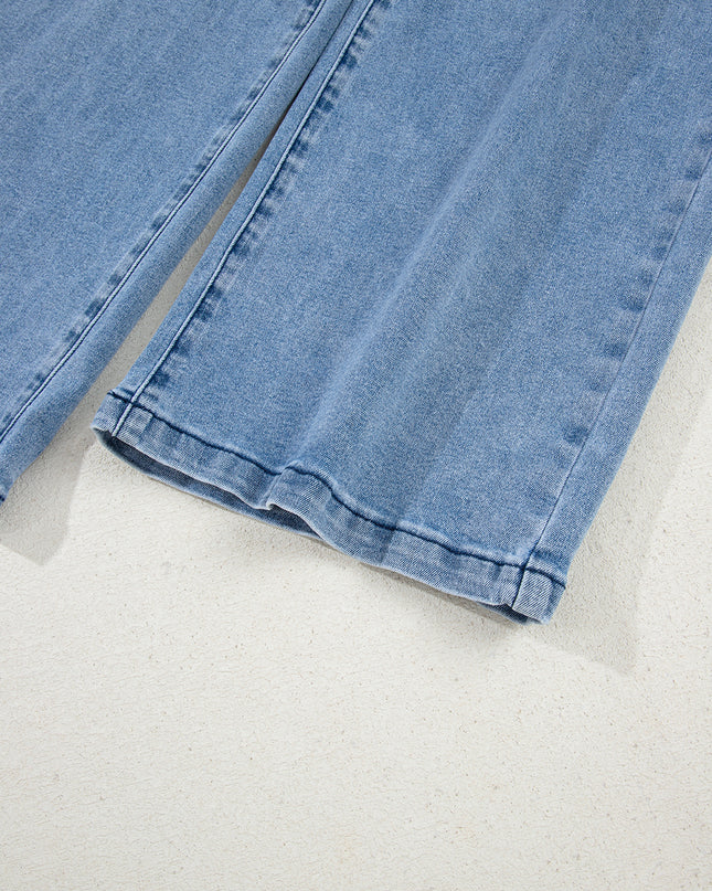 Beau Blue Vintage Washed Knot Belt Wide Leg Jeans