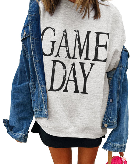 Black GAME DAY Vintage Washed Sweatshirt – Oversized Baggy Graphic Pullover