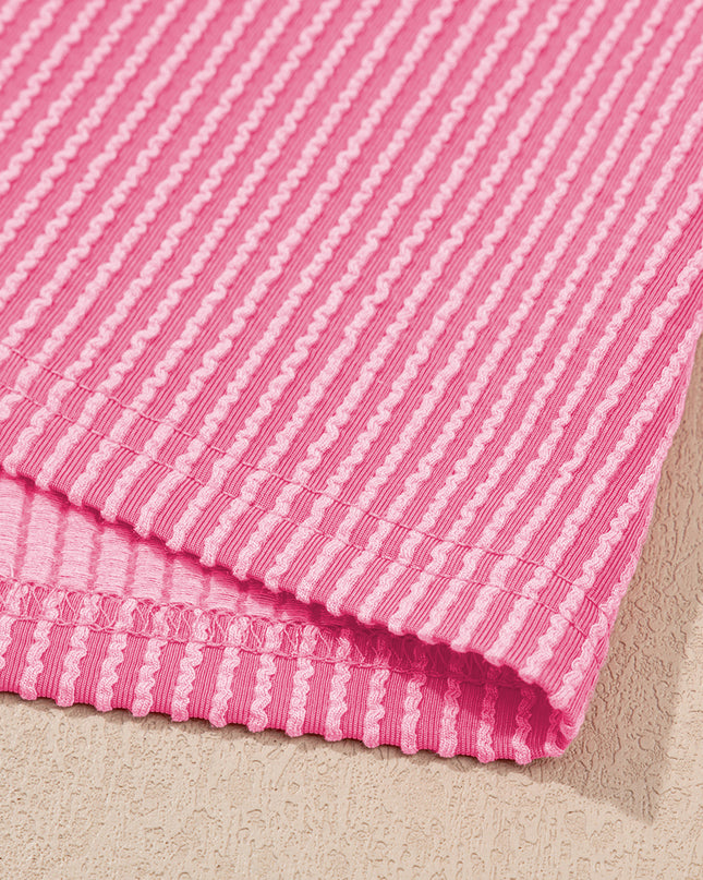 Sachet Pink Colorblock Patchwork Corded Pants Set