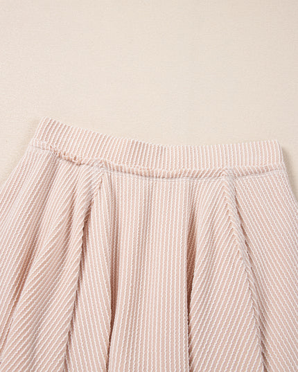 Jet Stream Lantern Sleeve Pullover & Ruffle Mini Skirt Set – Chic Two Piece Outfit