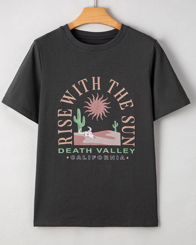 Dark Grey RISE WITH THE SUN Graphic Tee