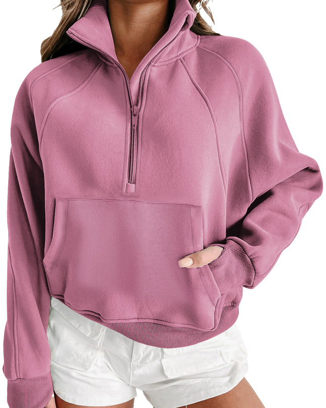 Black Zip Up Stand Collar Ribbed Thumbhole Sleeve Sweatshirt