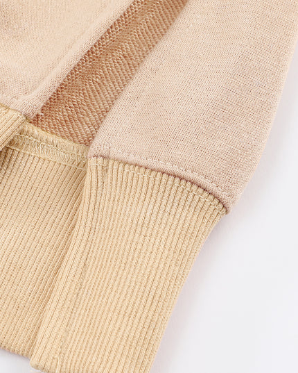 Khaki Plain Drop Shoulder Ribbed Trim Oversized Sweatshirt