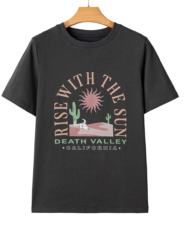 Dark Grey RISE WITH THE SUN Graphic Tee