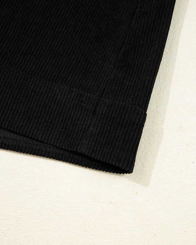Black Corduroy Exposed Seam Sleeveless Mini Dress