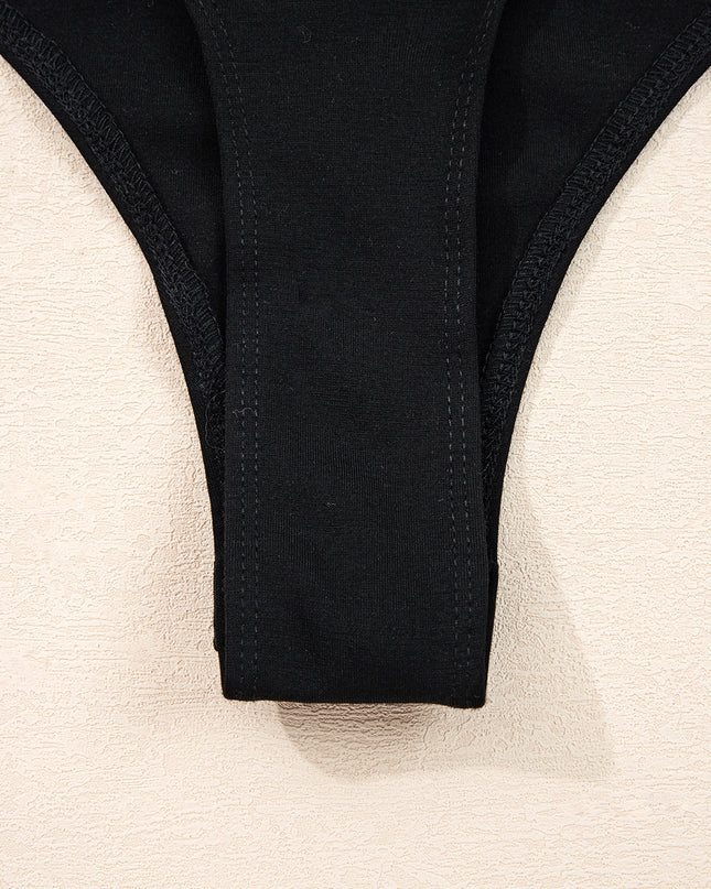 Black Polka Dot Mesh Long Sleeve Square Neck Bodysuit