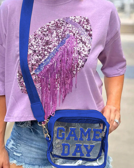 Black Chenille GAME DAY Pattern Clear Bag