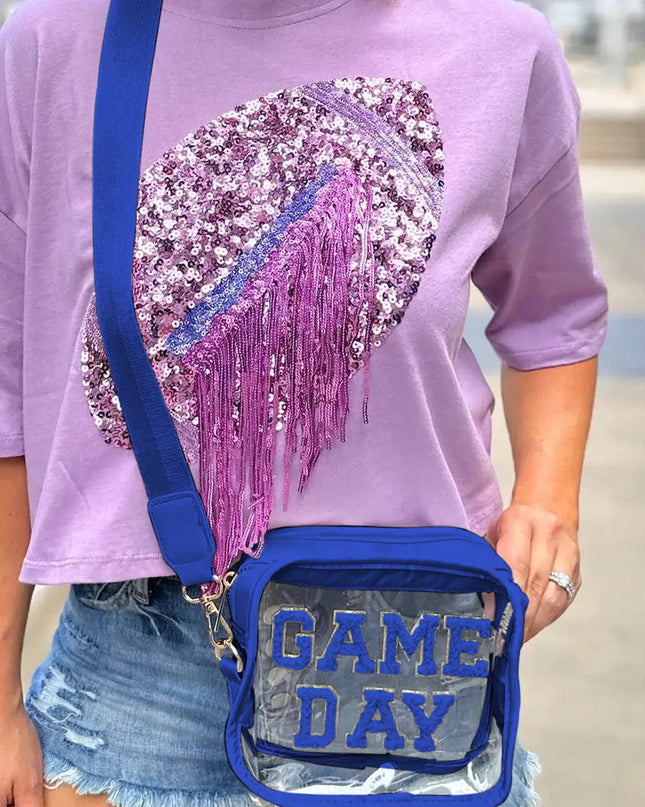 Black Chenille GAME DAY Pattern Clear Bag