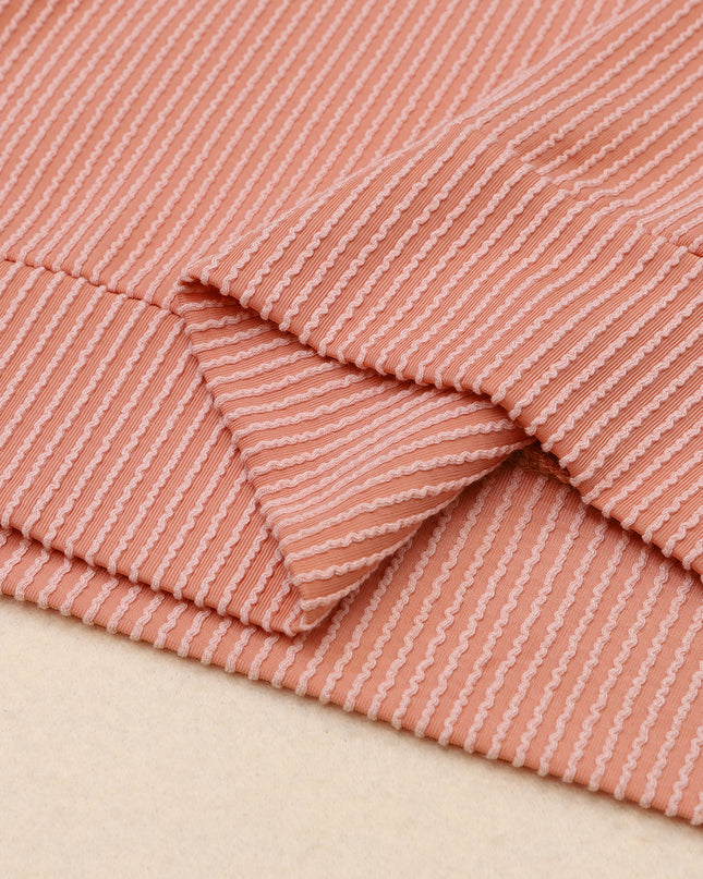 Multicolor Colorblock Ribbed Loose Long Sleeve Top