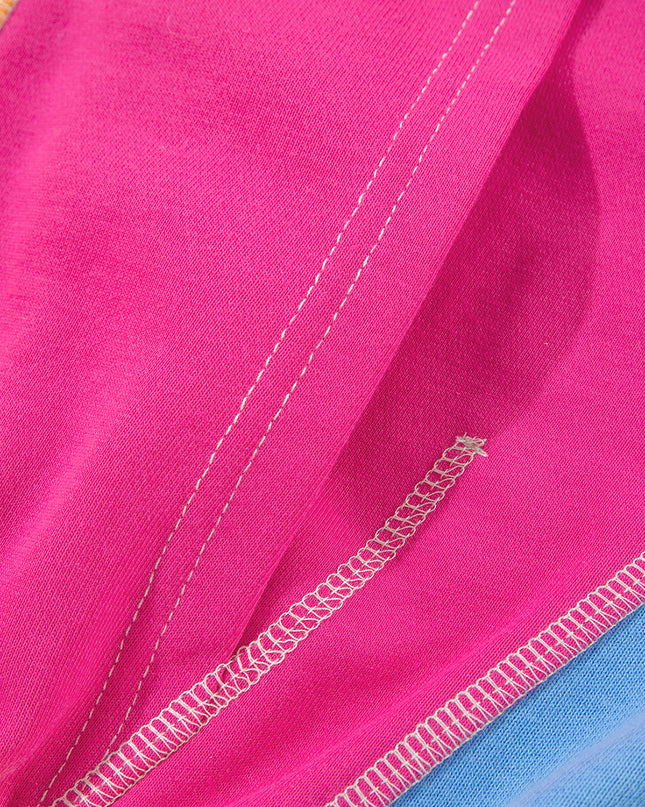 Grapefruit Orange Colorblock Patchwork Drop Shoulder Top