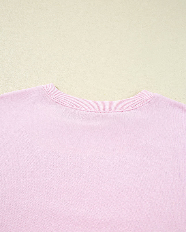 Pink GAME DAY Football Print Casual Sweatshirt